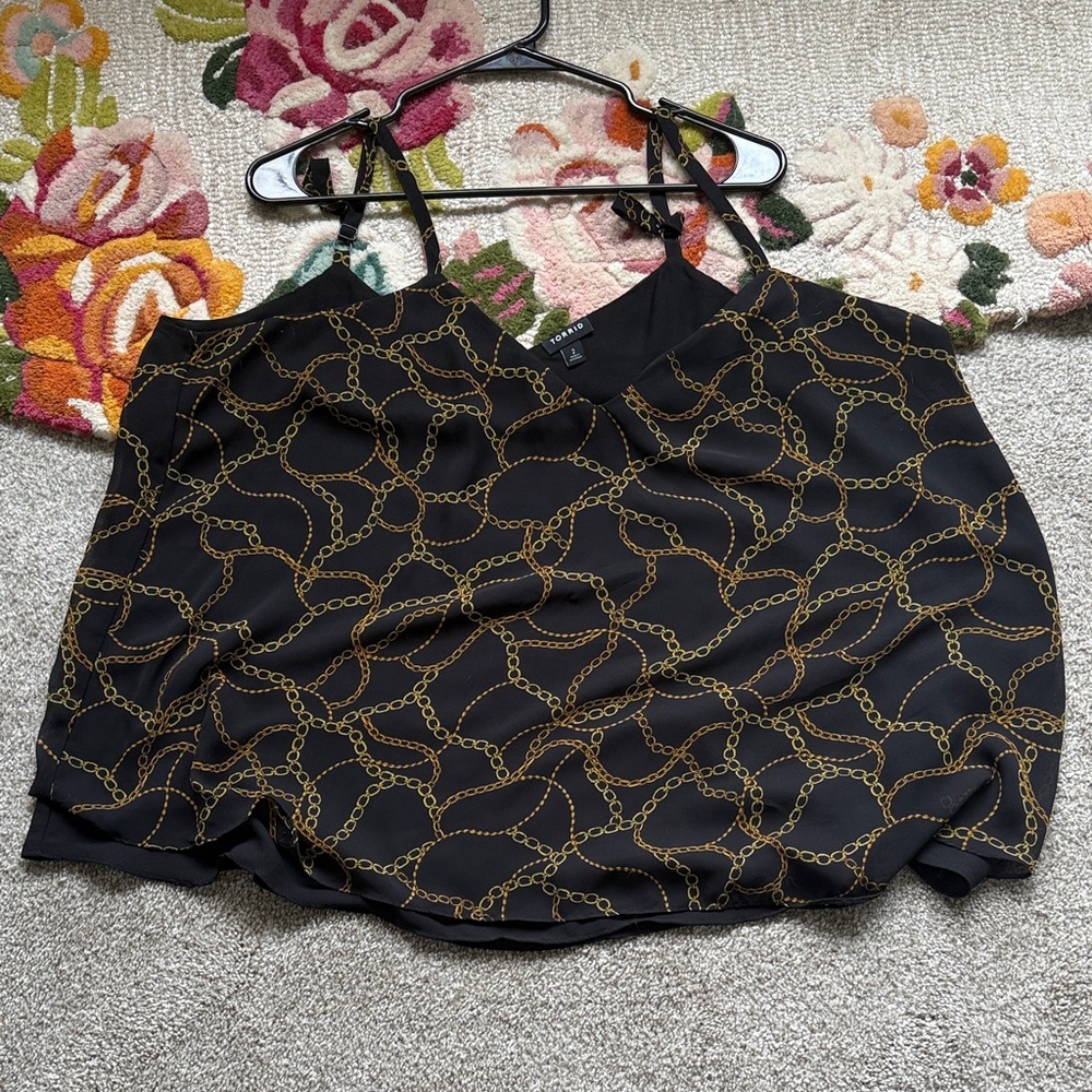 Torrid Black Camisole with Gold Chain Pattern